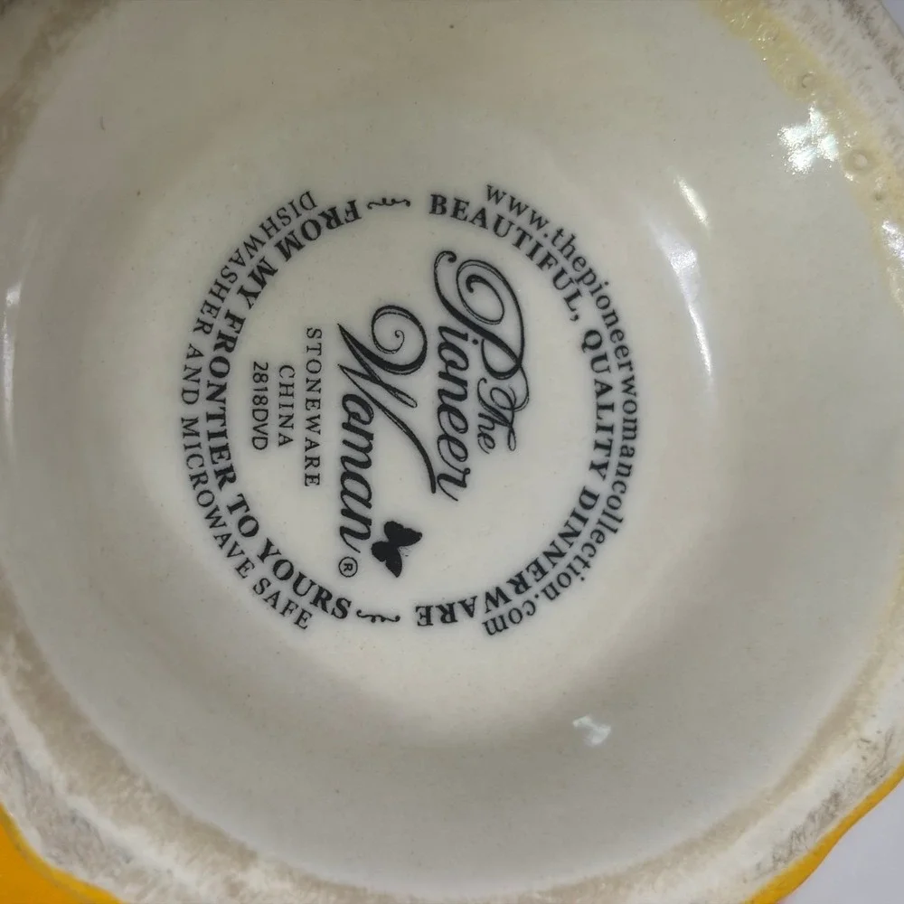 Lot of 4 The Pioneer Woman Blossom Jubilee Footed Stoneware Bowl Yellow Red  6in